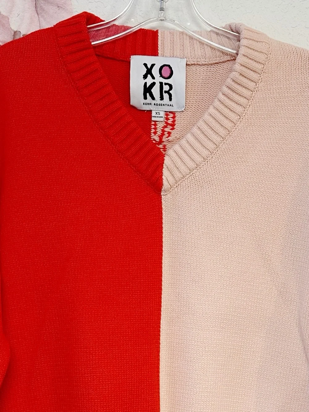 Kerri Rosenthal XOKR Color Blocked Sunburst V-neck Sweater XSmall - Picture 6 of 13